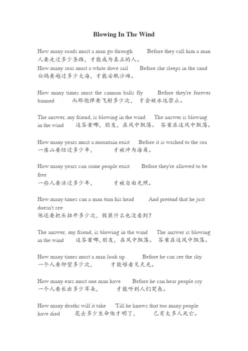 英文版答案在风中飘荡