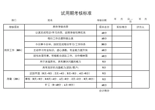 试用期考核表