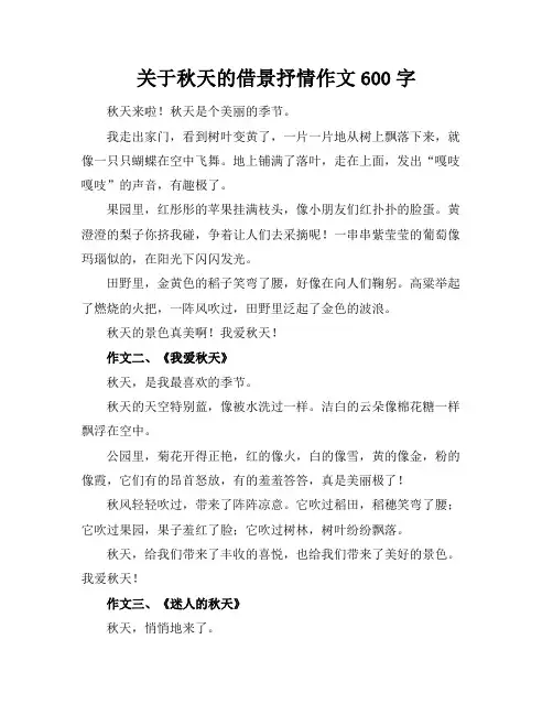 关于秋天的借景抒情作文600字