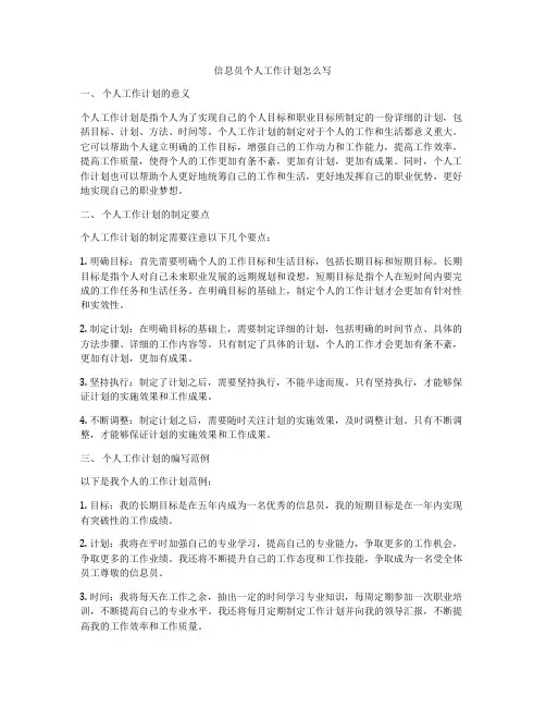 信息员个人工作计划怎么写