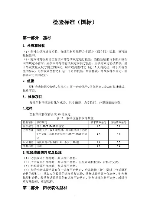 型材ISO——9000检验标准(国控)
