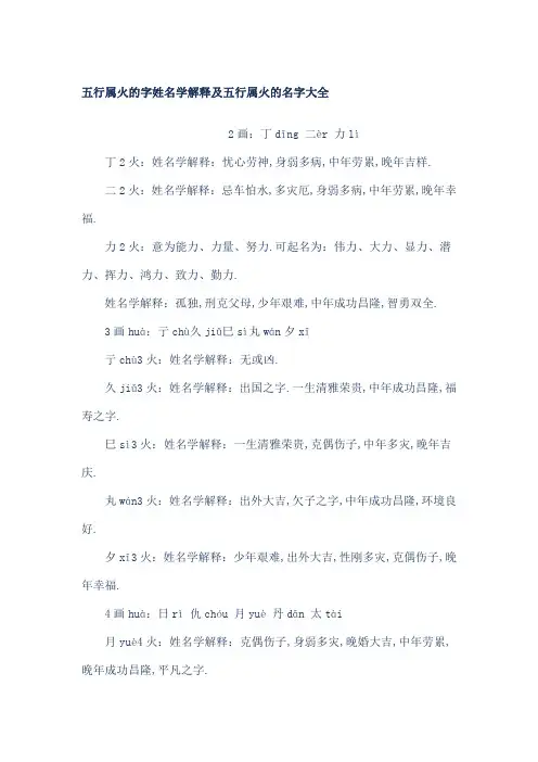 五行属火的字姓名学解释及五行属火的名字大