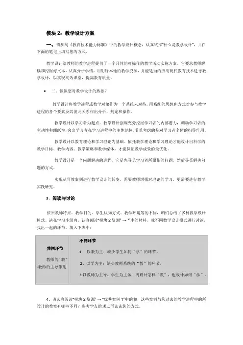 国培打算教育技术各模块问题和作业答案(模块2)(1)