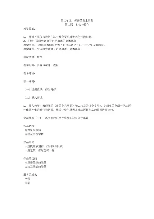 第二单元辉煌的美术历程第二课礼仪跟教化资料