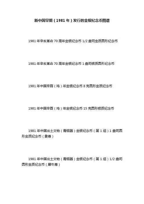 新中国早期（1981年）发行的金银纪念币图谱
