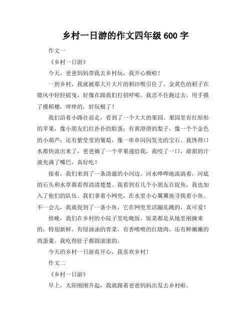 乡村一日游的作文四年级600字