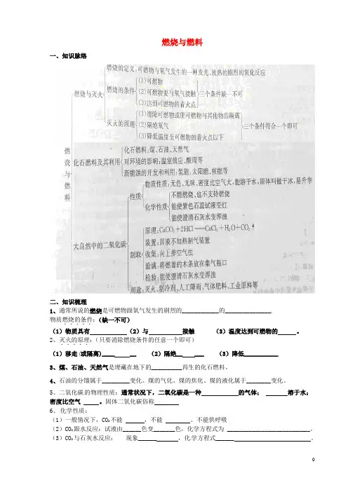 山东省济南党家中学九年级化学上册 第六单元 燃烧与燃料复习导学案(无答案)(新版)鲁教版