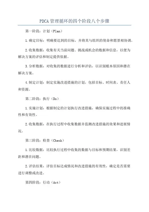 PDCA管理循环的四个阶段八个步骤