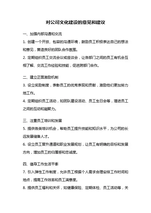 对公司文化建设的意见和建议