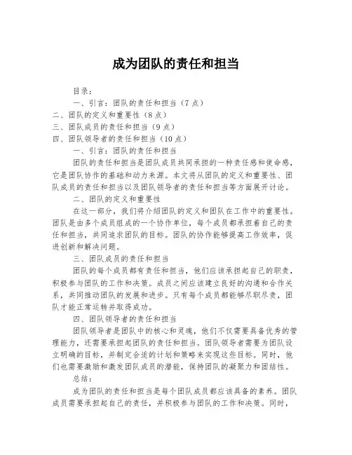 成为团队的责任和担当