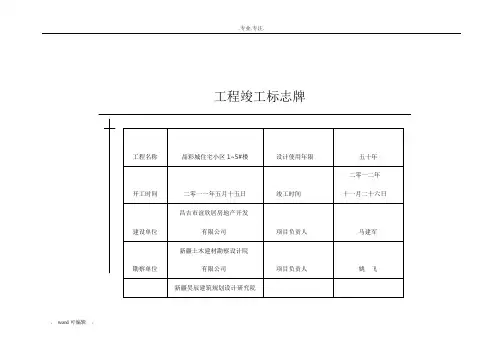 工程竣工标志牌