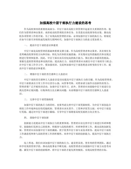 加强高校中层干部执行力建设的思考