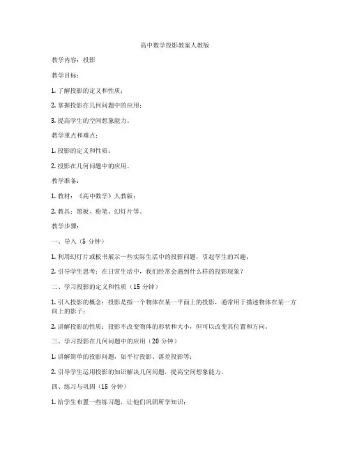 高中数学投影教案人教版