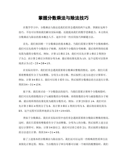 掌握分数乘法与除法技巧