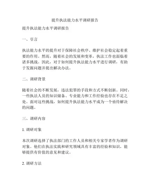 提升执法能力水平调研报告