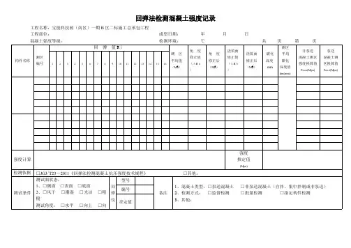 回弹法检测混凝土强度记录表格