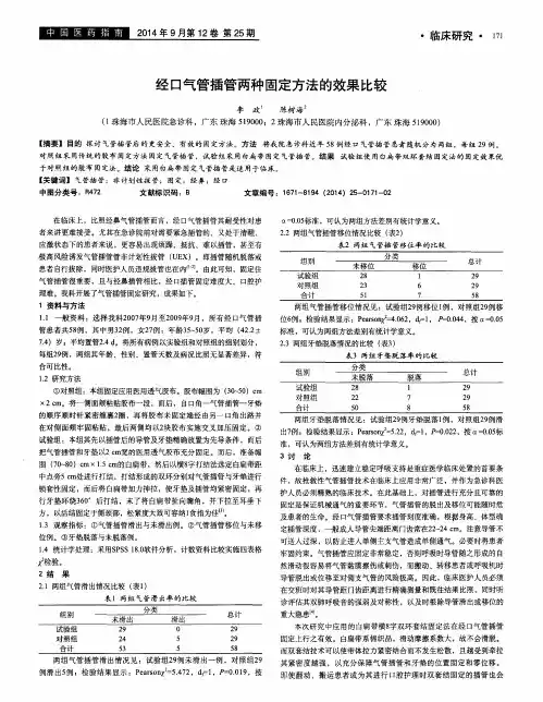 经口气管插管两种固定方法的效果比较