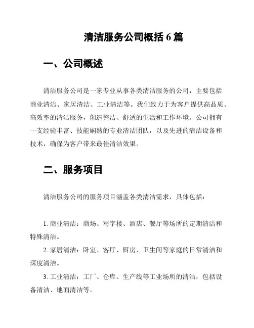 清洁服务公司概括6篇