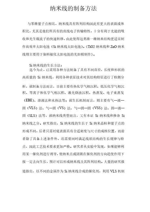 纳米线的制备方法