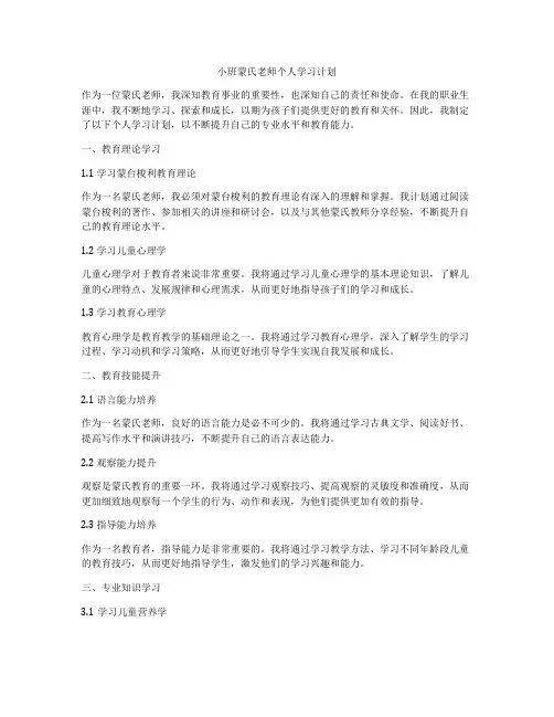 小班蒙氏老师个人学习计划