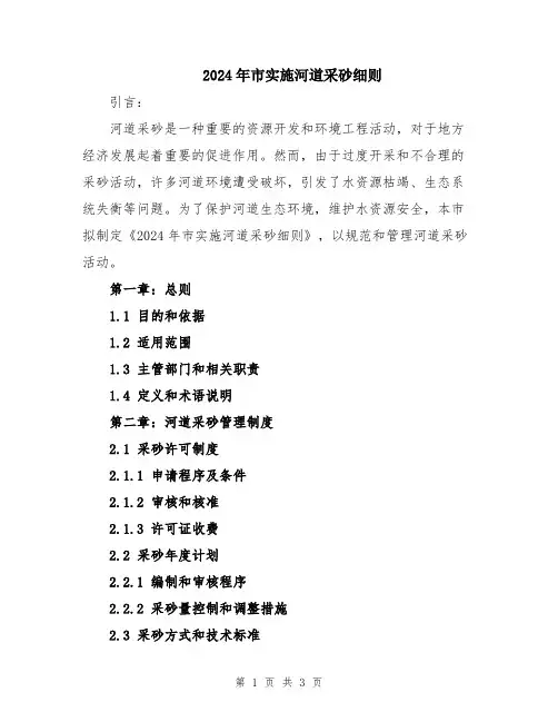 2024年市实施河道采砂细则