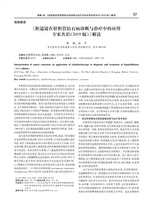 《胆道镜在肝胆管结石病诊断与治疗中的应用专家共识(2019版)》解读
