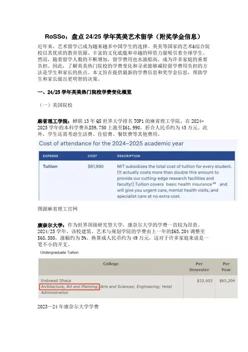 RoSSo：盘点2425学年英美艺术留学(附奖学金信息)