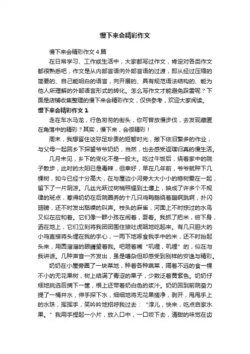 慢下来会精彩作文