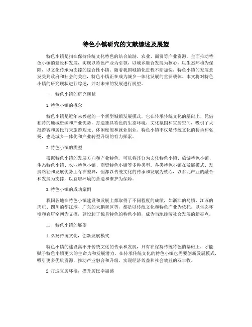 特色小镇研究的文献综述及展望