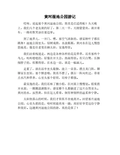 黄河湿地公园的作文