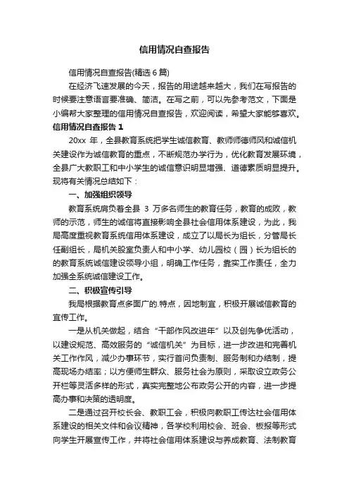 信用情况自查报告