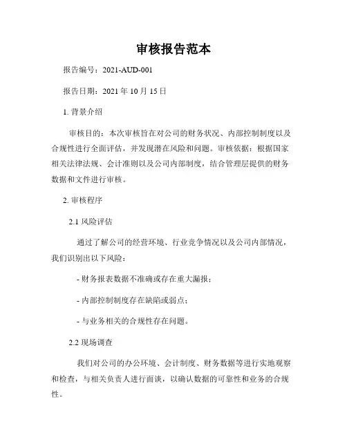 审核报告范本