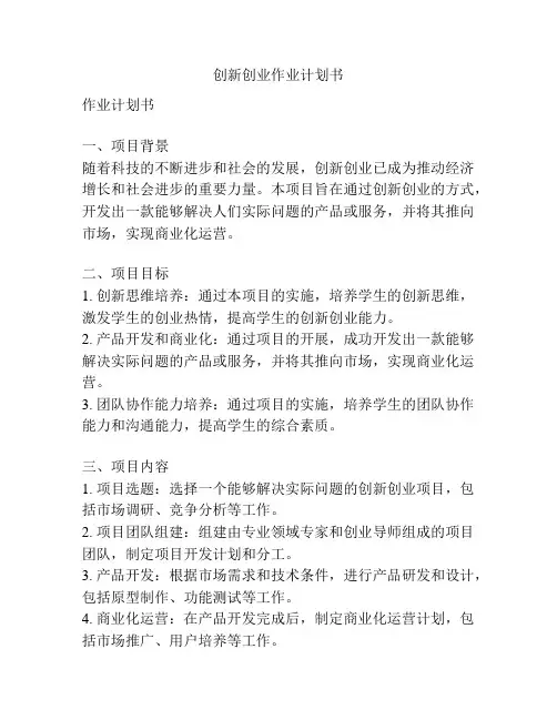 创新创业作业计划书