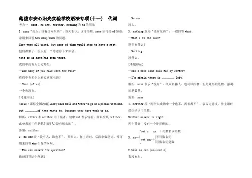 高考英语 语法专题复习 代词试题精解