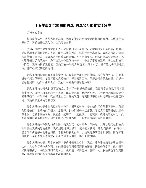 【五年级】沉甸甸的思念 思念父母的作文500字