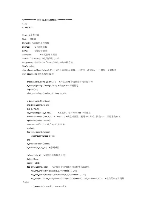 matlab信噪比估计程序
