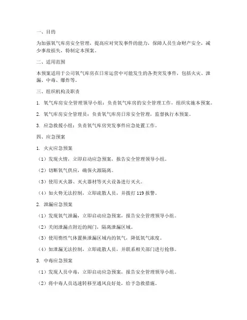 氧气库房的应急预案