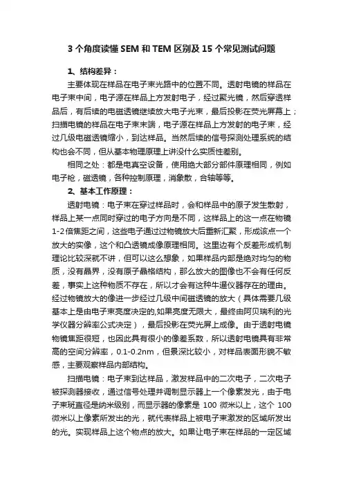 3个角度读懂SEM和TEM区别及15个常见测试问题