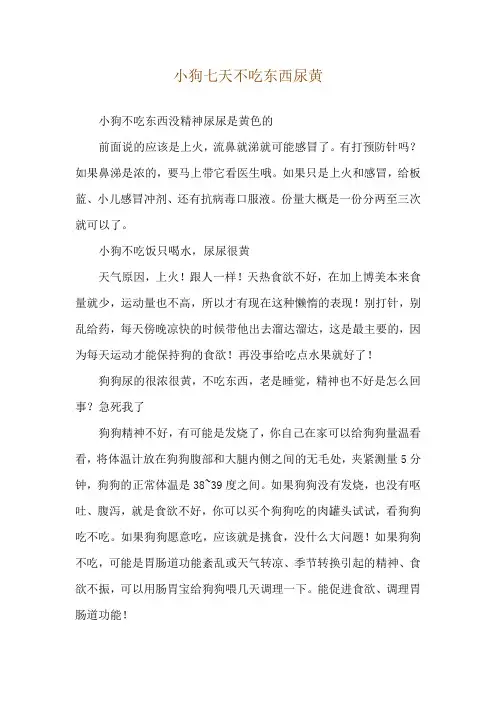小狗七天不吃东西尿黄