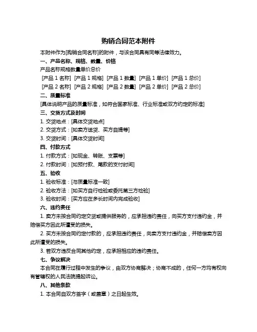 购销合同范本附件