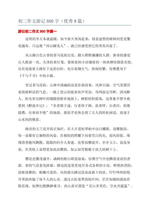 初二作文游记800字(优秀9篇)