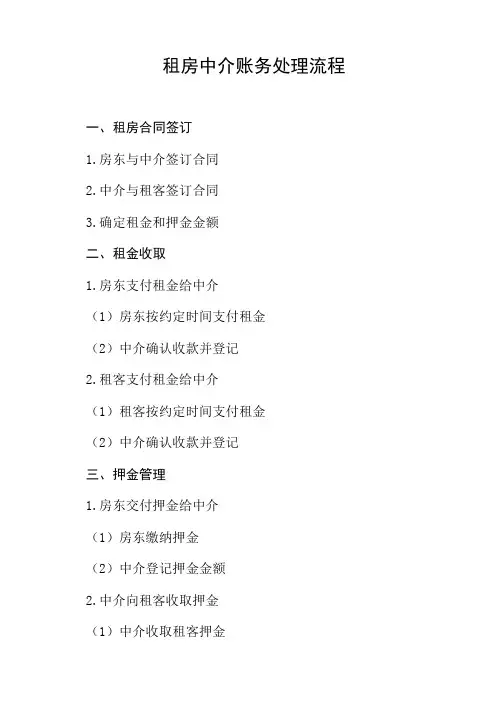 租房中介账务处理流程