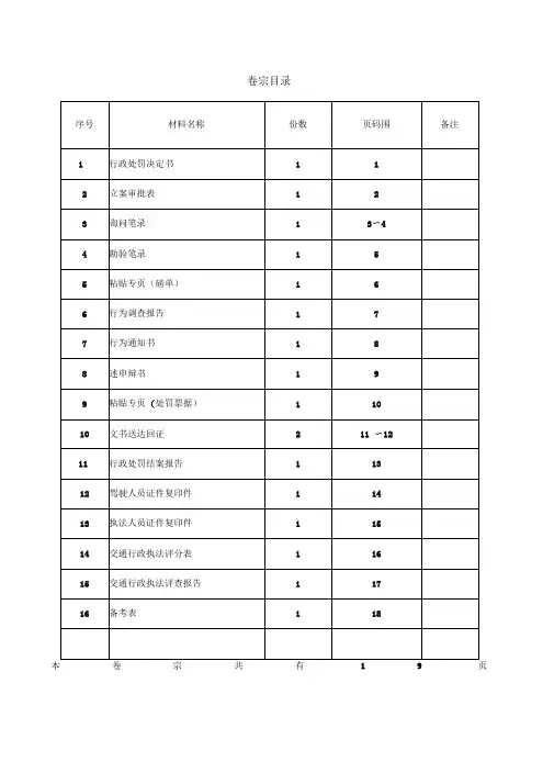 交通行政处罚案卷范本