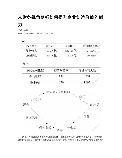 从财务视角剖析如何提升企业创造价值的能力