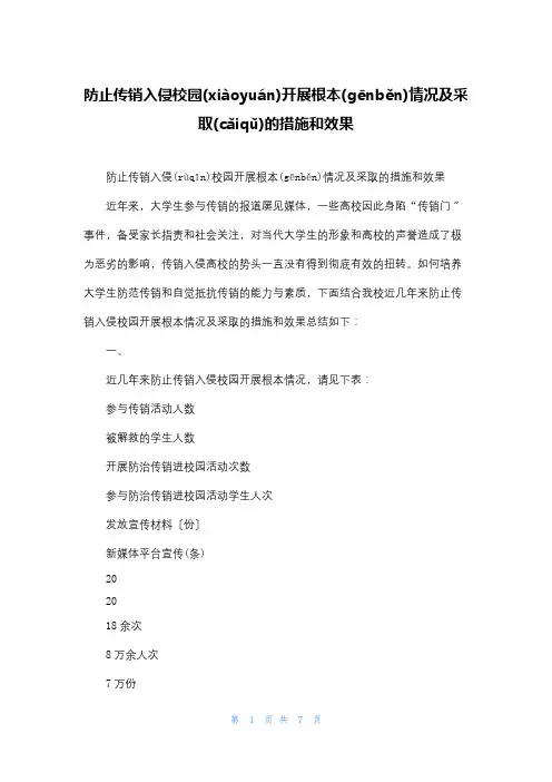 防止传销入侵校园开展基本情况及采取的措施和效果