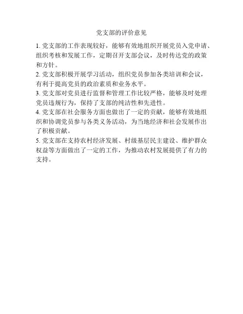 党支部的评价意见