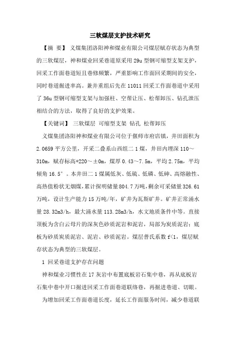 三软煤层支护技术研究