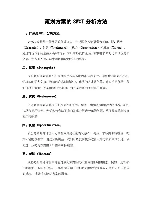 策划方案的SWOT分析方法