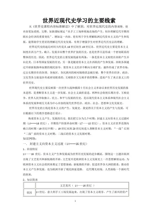世界近现代史学习的主要线索