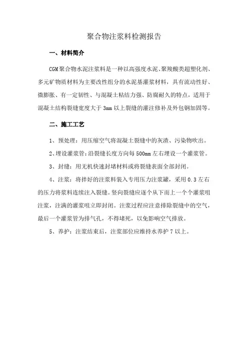聚合物注浆料检测报告